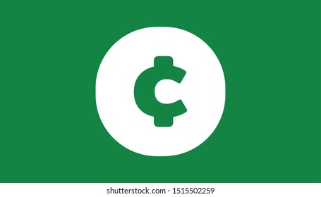 Simple Currency icon Banknote sign in green : Cent ¢ bill vector illustration