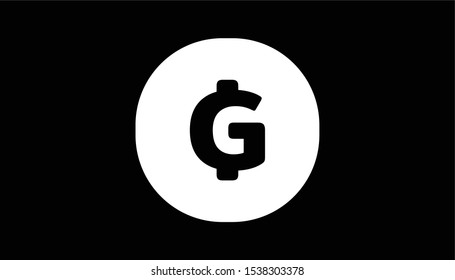 Simple Currency Icon Banknote Sign In Black And White : Haiti’s Haitian Gourde G Code HTG Bill Vector Illustration