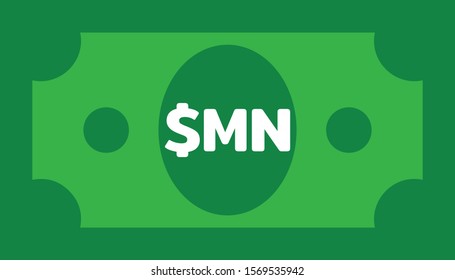 Simple Currency icon Banknote sign in green and circles : Cuba’s Cuban peso $MN code CUC bill vector illustration