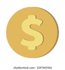 Simple Currency Money Symbols Icon : US Dollar USD Coin Vector Illustration