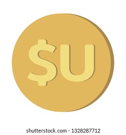 Simple Currency money symbols icon : Uruguay’s Uruguayan peso UYU gold coin vector illustration