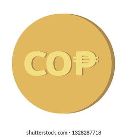 Simple Currency money symbols icon : Colombia’s Colombian peso COP gold coin vector illustration