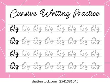 Simple cursive tracing sheets for kids to learn alphabet writing. Perfect for building handwriting skills in a fun way for kindergarten and primary children