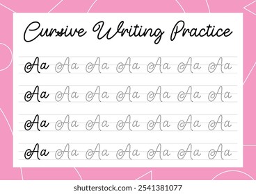 Simple cursive tracing sheets for kids to learn alphabet writing. Perfect for building handwriting skills in a fun way for kindergarten and primary children