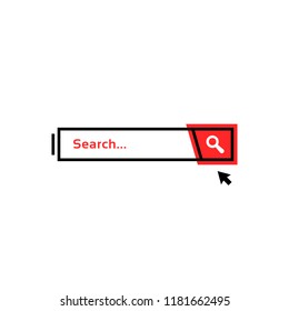 simple cursor click on outline search bar. concept of new query or result header like online user interface. flat minimal trend modern searchbar logotype graphic art isolated on white background