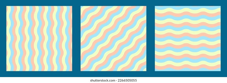 Fondo de línea de curva simple, textura, patrón. Estilo de dibujos animados retro. Colores pasteles