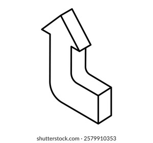 Simple curved arrow icon illustration isometric