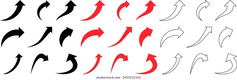 simple curved arrow set icon. arrow symbol vector for design, app, web.