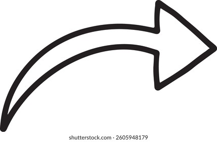 Simple curved arrow in white over a black background. Useful for directional concepts, presentations, or as a graphical element in designs