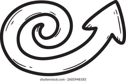Simple curved arrow in white over a black background. Useful for directional concepts, presentations, or as a graphical element in designs