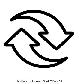Flechas curvas simples girando e intercambiando posiciones, representando conceptos como intercambio, Actualizar y circularidad