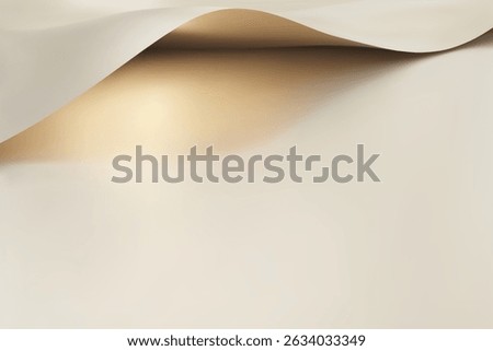 Simple curved beige paper sheet background. 3d render curved edge of beige paper in a minimalist design. vector illustration.