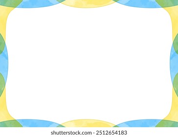 Simple curved design frame, background material, watercolor, summery color scheme
