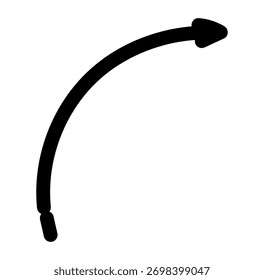 Simple curved hand drawn arrow ideal for design elements, direction guides, and creative projects.