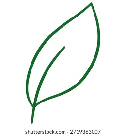 Gráfico de arte de línea minimalista de una sola vena principal de contorno de hoja curva simple