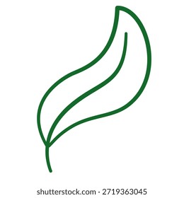 Gráfico de arte de línea minimalista de una sola vena principal de contorno de hoja curva simple