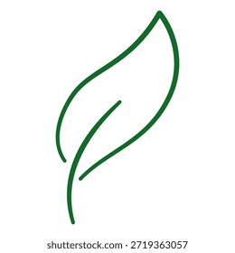 Gráfico de arte de línea minimalista de una sola vena principal de contorno de hoja curva simple