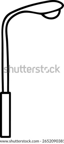 Simple curved street lamp post line art icon for urban lighting design, infrastructure concept, and smart city visuals