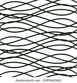 Simple curved wavy lines black  pattern on white background
