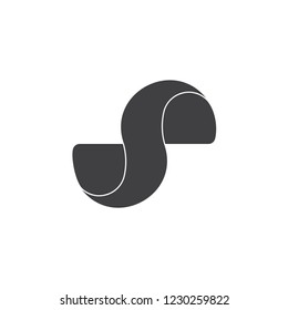 simple curves 3d shape logo vector 