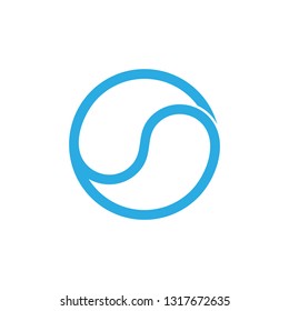 simple curves geometric line blue logo vector