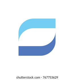 simple curves object form square logo vector