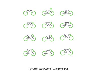 Simple Custom M Bike Cycle - Logo Icon Vector Fits For : Logo Exploration, Infographic, Illustration, Icon, Symbol, Company, Vehicle, Bike, Humanoid, Dots, 