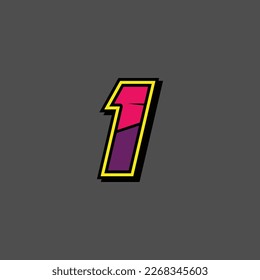 Simple Custom number for all about sports and racing number. Simple number 1
