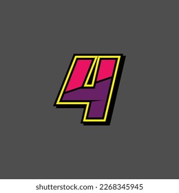 Simple Custom number for all about sports and racing number. Simple number 4