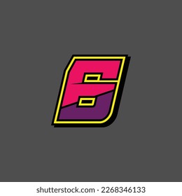 Simple Custom number for all about sports and racing number. Simple number 6