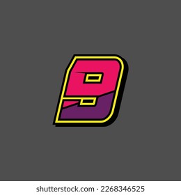 Simple Custom number for all about sports and racing number. Simple number 9