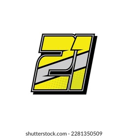 Simple Custom number for all about sports and racing number. Simple number 21