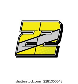 Simple Custom number for all about sports and racing number. Simple number 22