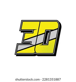 Simple Custom number for all about sports and racing number. Simple number 30