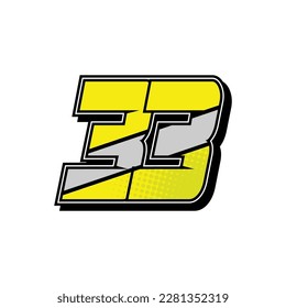 Simple Custom number for all about sports and racing number. Simple number 33