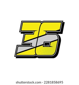 Simple Custom number for all about sports and racing number. Simple number 36