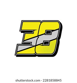 Simple Custom number for all about sports and racing number. Simple number 38