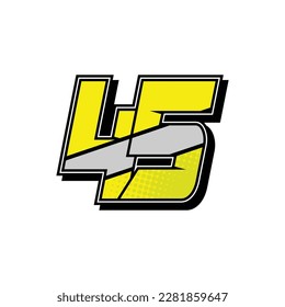 Simple Custom number for all about sports and racing number. Simple number 45