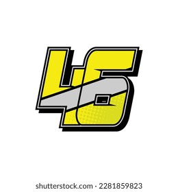 Simple Custom number for all about sports and racing number. Simple number 46