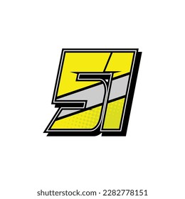 Simple Custom number for all about sports and racing number. Simple number 51