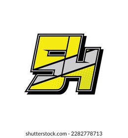 Simple Custom number for all about sports and racing number. Simple number 54