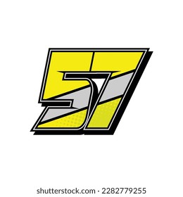Simple Custom number for all about sports and racing number. Simple number 57