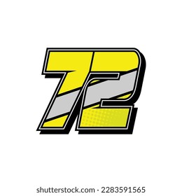 Simple Custom number for all about sports and racing number. Simple number 72