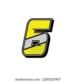 Simple Custom number for all about sports and racing number. Simple number 6