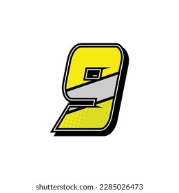 Simple Custom number for all about sports and racing number. Simple number 9