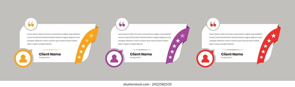 Simple customer feedback and testimonial web card design with star rating