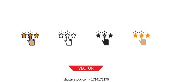 Icono de revisión simple del cliente sobre fondo blanco 4 tipos como contorno, negro, color, contorno y color. Ilustración vectorial.