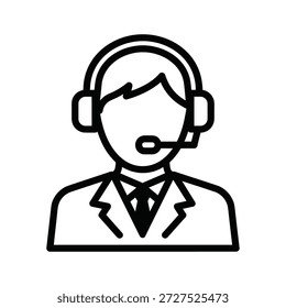 Ilustração de representante de atendimento ao cliente simples em preto