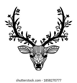 Simple cut file Deer with antler decorations svg