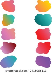 Un simple corte en un conjunto de elementos de diseño de forma de burbuja de voz en nube con degradado transparente.